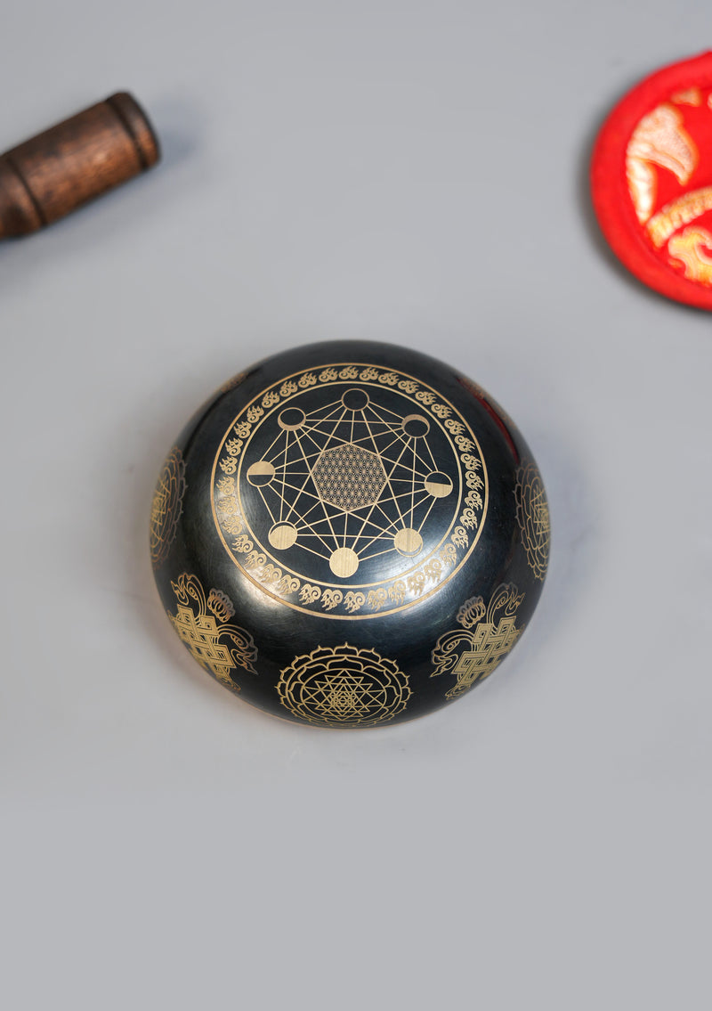 Tibetan Flower of Life Etched Singing Bowl