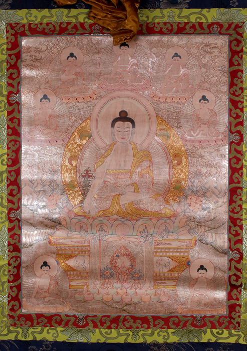Medicine Buddha Brocade Thangka Painting