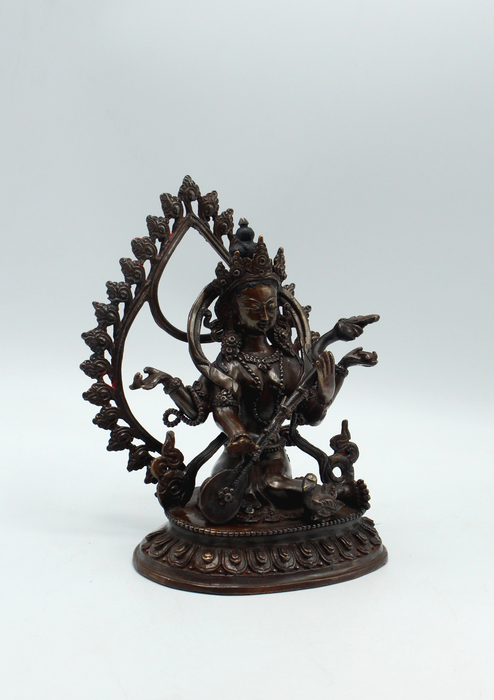 Copper Oxydized Saraswati Statue
