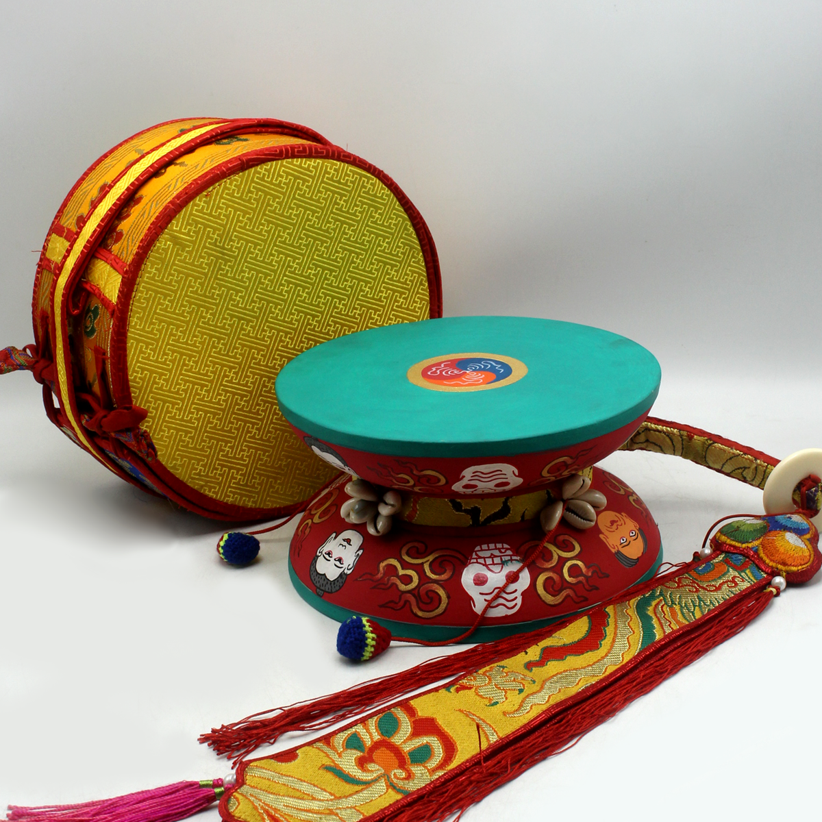 Tibetan Buddhist Ritual Hand Painted Chod Drum Damaru — NepaCrafts Product