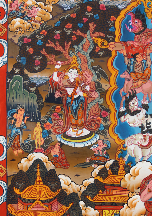 Buddha Life Brocade Thangka Painting