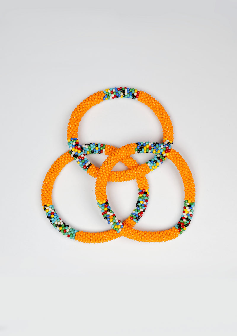 Golden Sunshine with Joy Nepalese Roll Bead Bracelet
