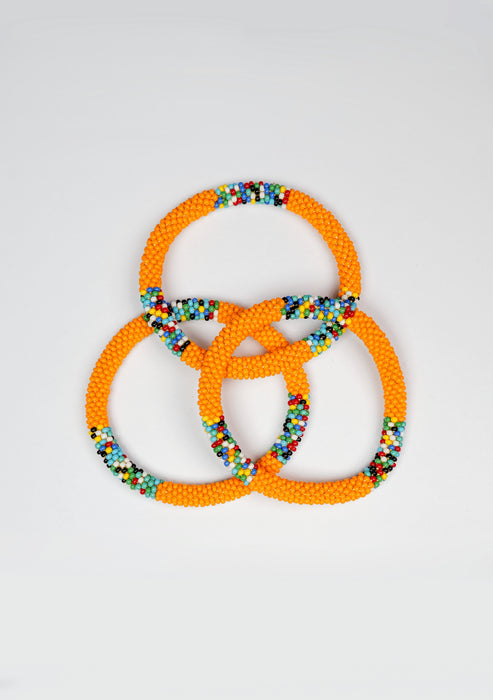 Golden Sunshine with Joy Nepalese Roll Bead Bracelet