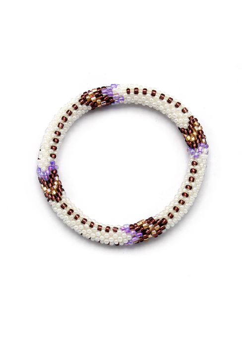 Stripey  White  Mixed Beaded Bracelet for Kids – Handmade in Nepal
