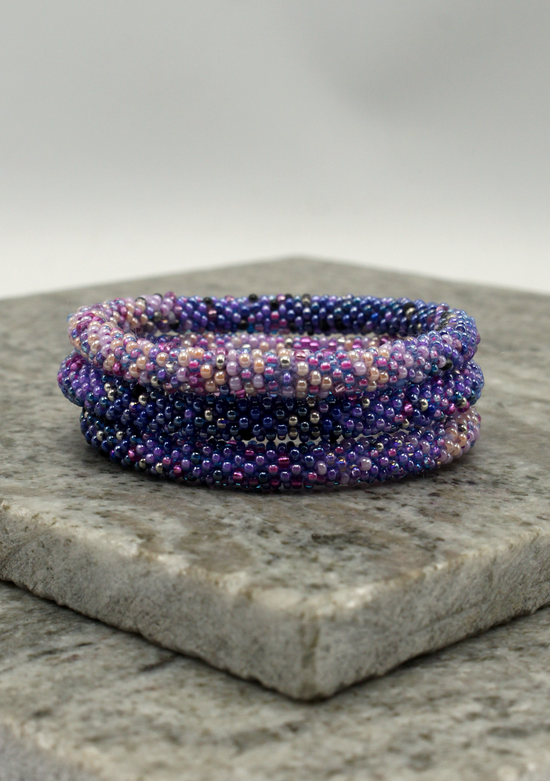 Purple Roll on Beads Bracelet