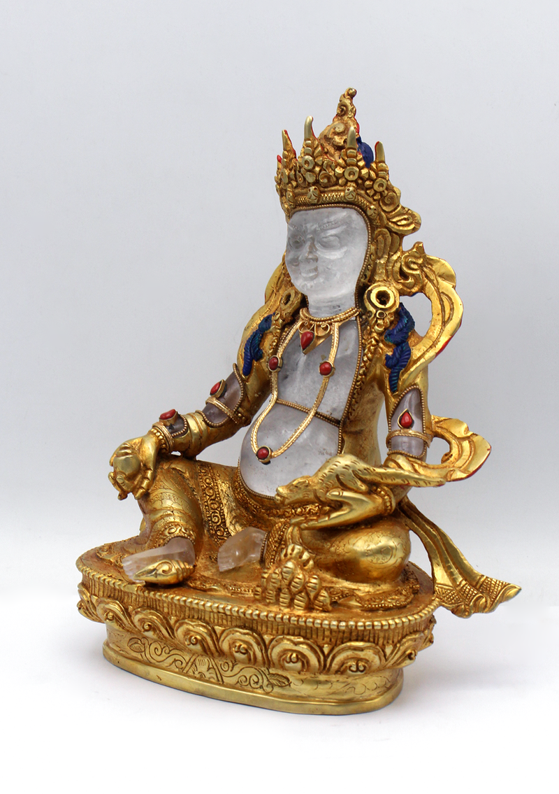 Gold Plated Crystal Zambala Statue 9"H