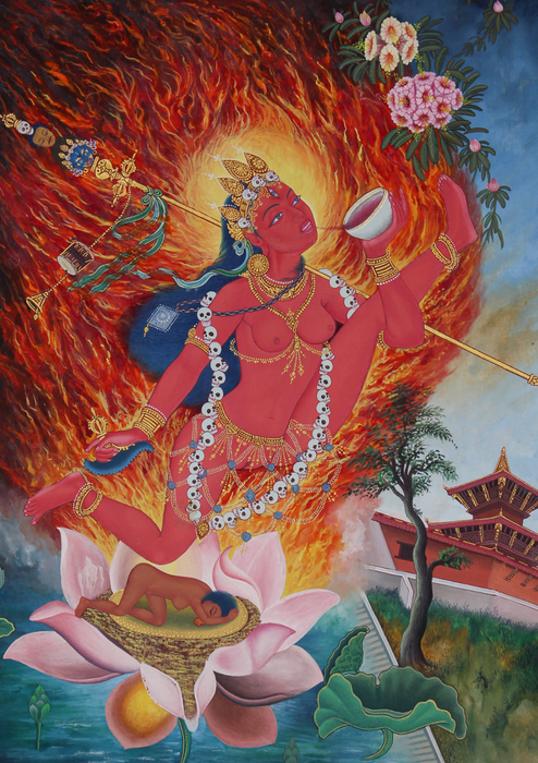 Vajrayogini Pink  Lotus  Thangka Painting