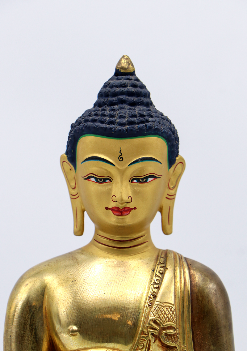 Partly Gold Plated Shakyamuni Buddha Statue 8"H