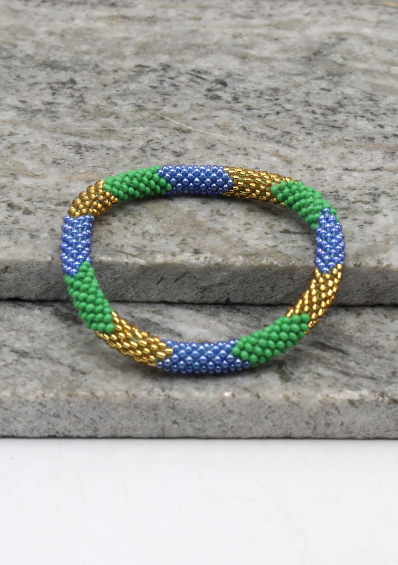 Golden Green Nepalese Roll on Beads Bracelet