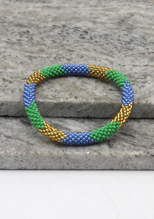 Golden Green Nepalese Roll on Beads Bracelet
