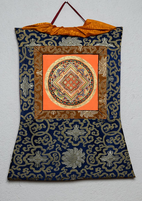 Orange Mandala Thangka Painting with