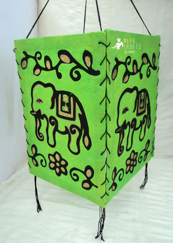 Elephant Print Lokta Paper Lamp Shade