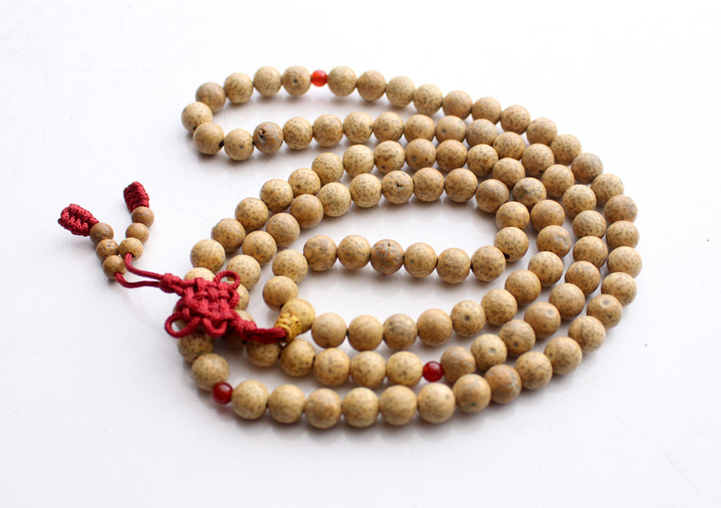 Lotus Seeds 108 Beads Prayer Mala with Carnelian Spacer