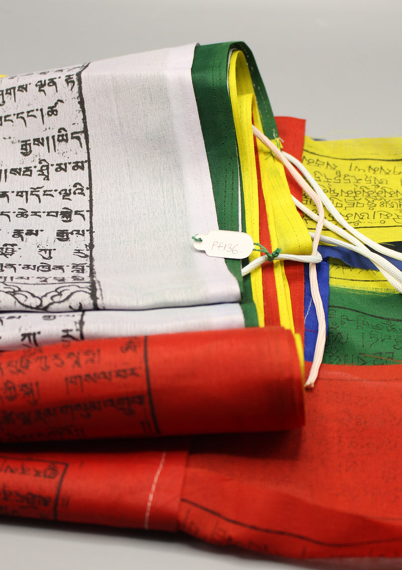 Extra Large Tibetan Deities and Windhorse Vertical Pole Prayer Flags