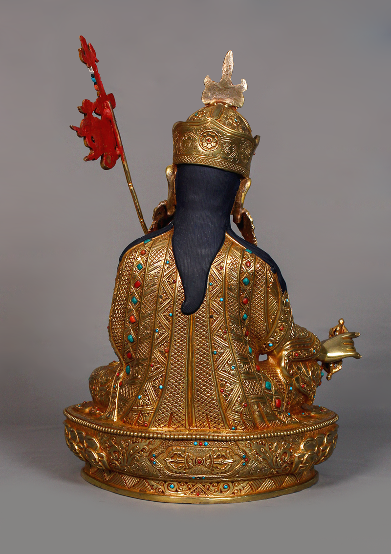 Fully Gold Plated Guru Rinpoche Statue 14" H