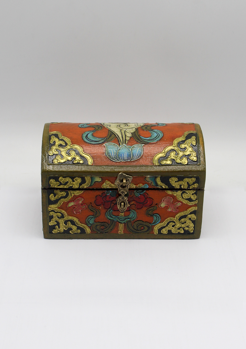 Handpainted Tibetan Wooden Optical Boxes with Conch - Medium