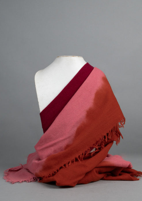 Burgundy Ombre Felt Pashmina Shawl