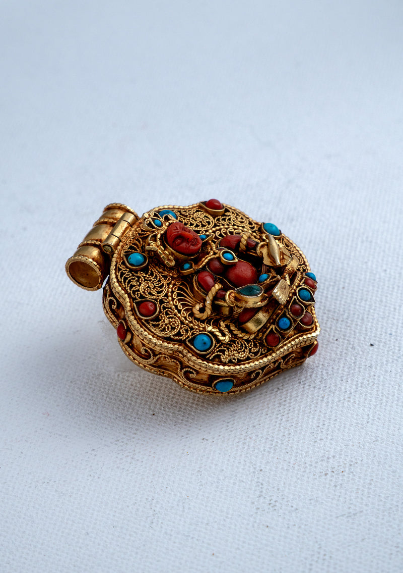 925 Silver Dzambhala Tibetan Ghau with Gold Plating