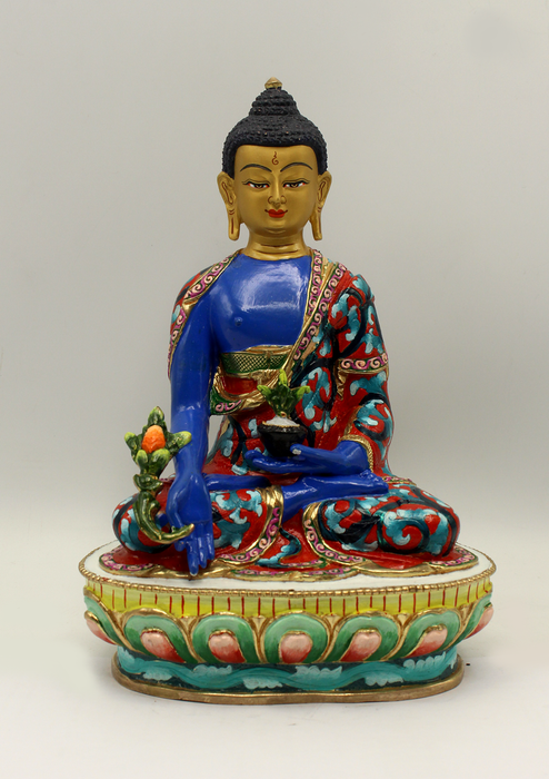 Blue Healing  Medicine Buddha RAJ MUNI Statue 8" H