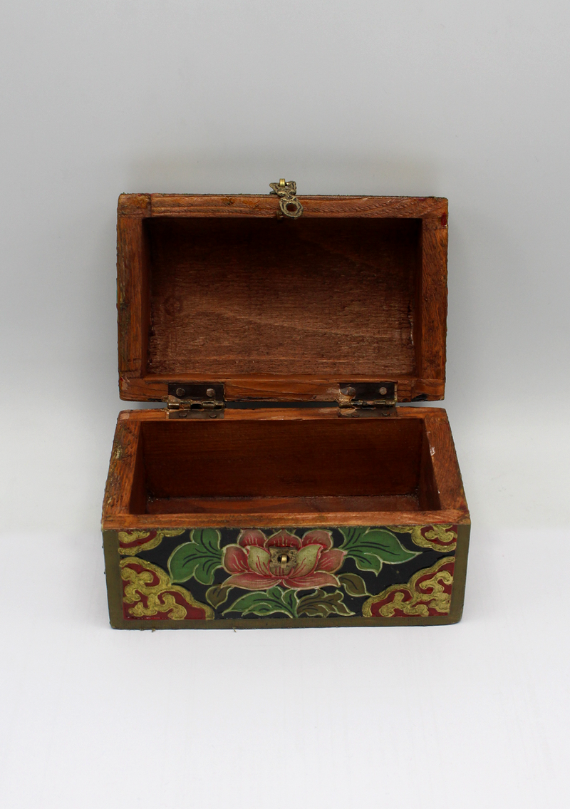 Handpainted Tibetan Wooden Optical Boxes with Conch - Medium