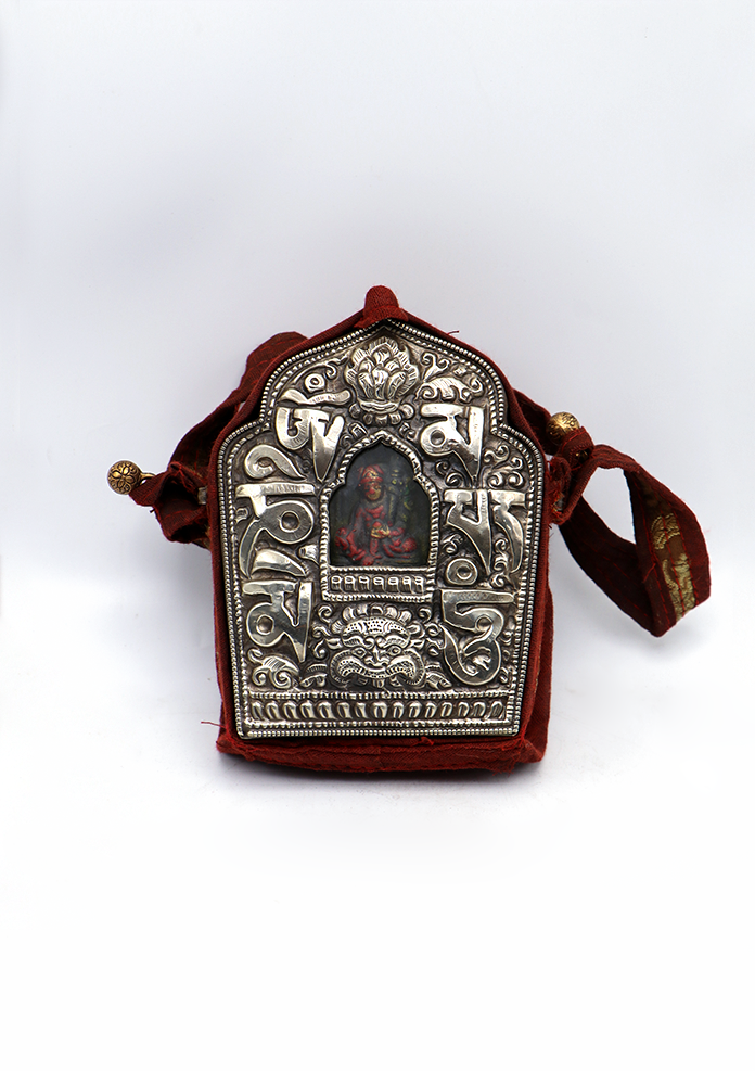 Hand Carved White Metal Guru Rinpoche Ghau Pendant