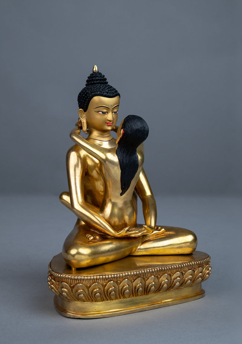 Samantabhadra 24k Gold Gilded Buddha Shakti Statue 9"H