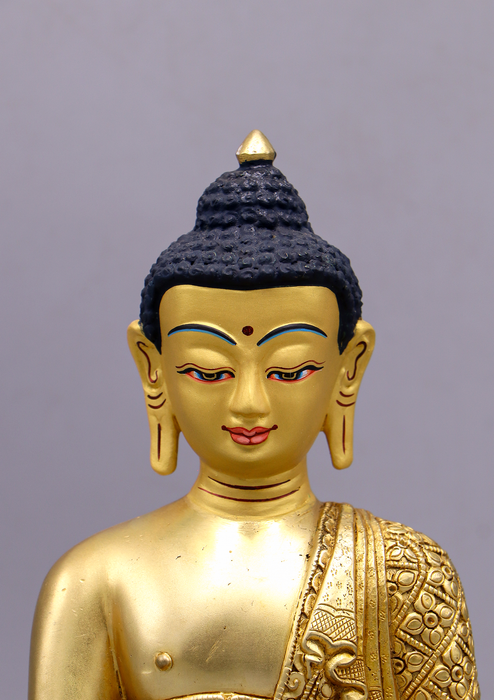 Fully Gold Plated Shakyamuni Buddha Statue 8"H