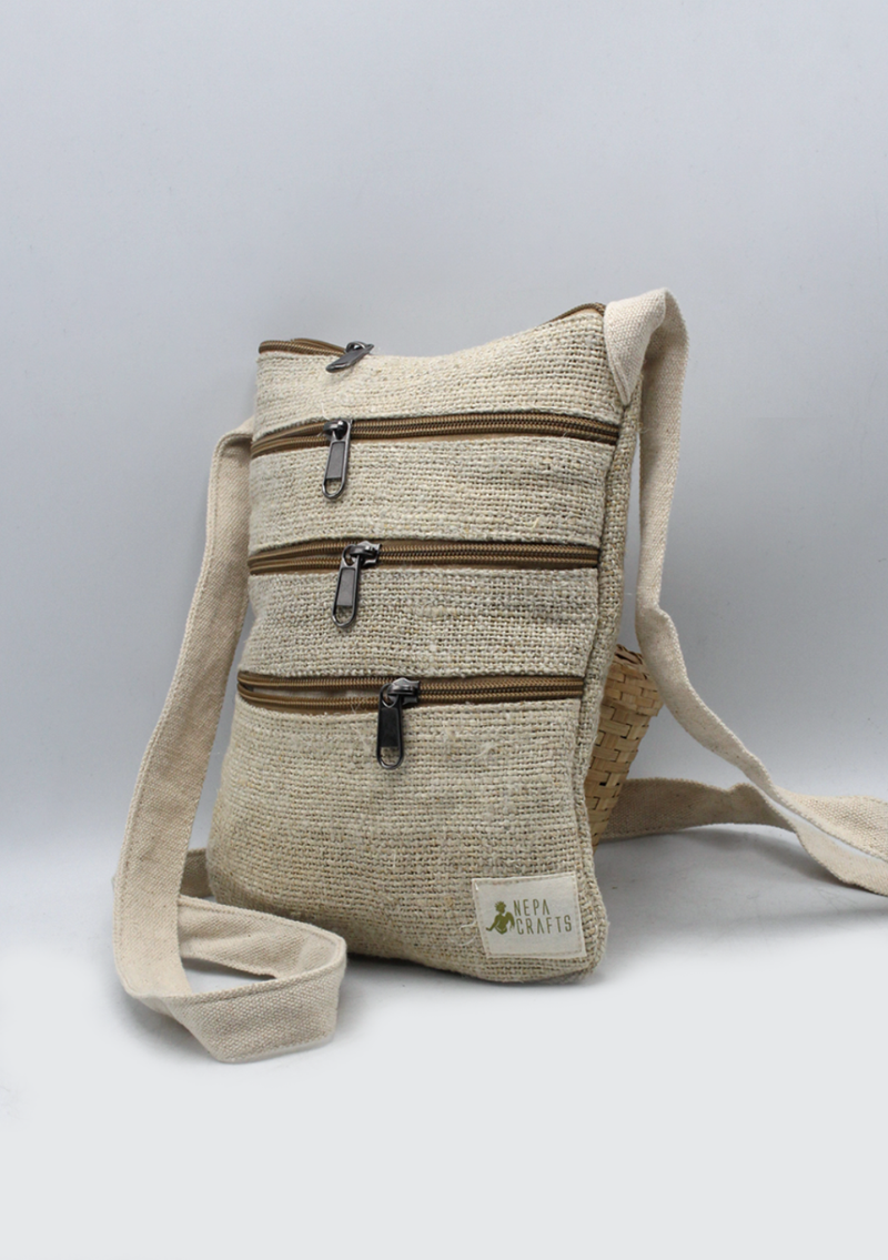 Multi zipper Hemp Passport Travel Bag