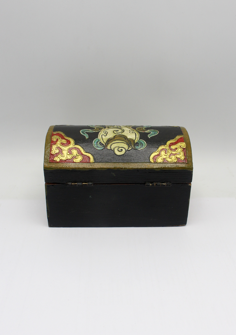 Handpainted Tibetan Wooden Optical Boxes with Conch - Medium