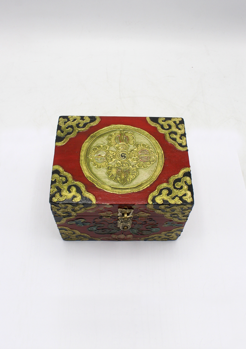 Handpainted Tibetan Wooden Boxes with Double Dorjee- Small