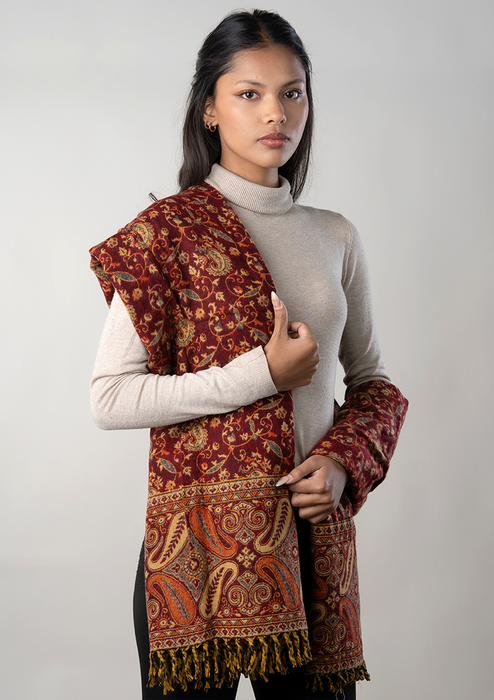 Handloomed Mayur Pattern Woolen Shawl