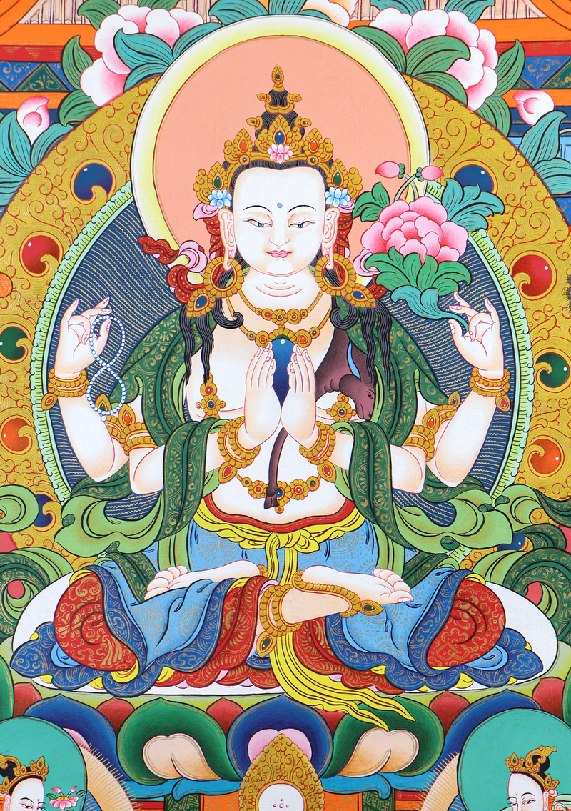 Four Arms  Chenrezig  Thangka  Painting