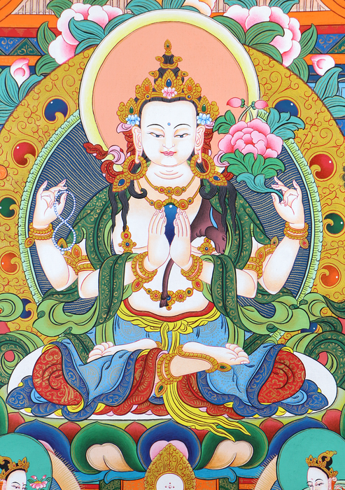 Four Arms  Chenrezig  Thangka  Painting