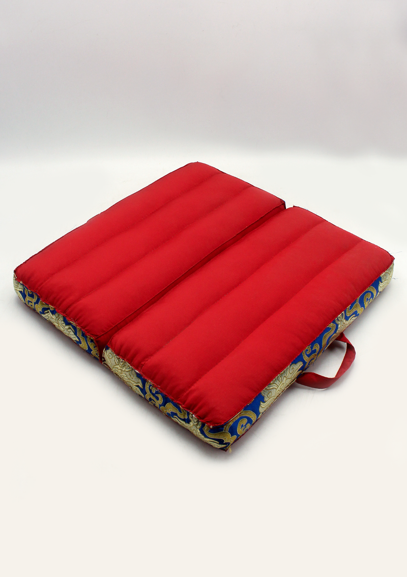 Red Foldable Brocade Border Large Mediation Cushion
