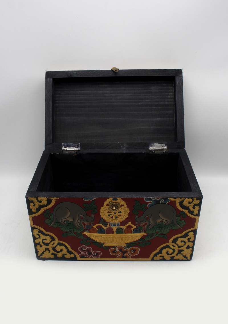 Double Dorjee Handpainted Tibetan Wooden Box - Medium