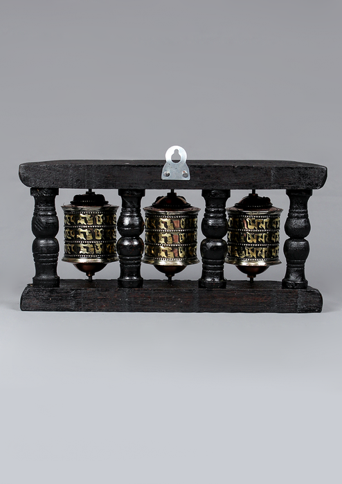 3 Prayer Wheel  Wooden Frame Hanging Nepal Souvenirs Hanging