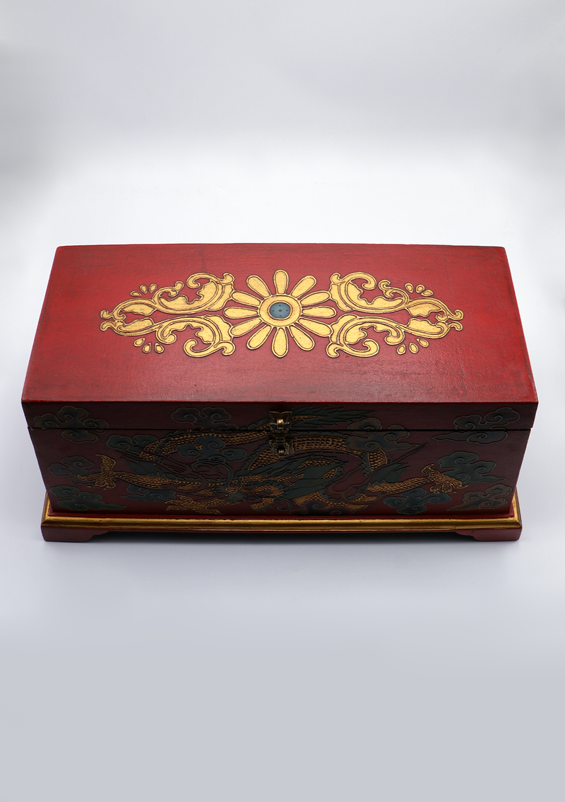 Handpainted Tibetan Dragon Wooden Box