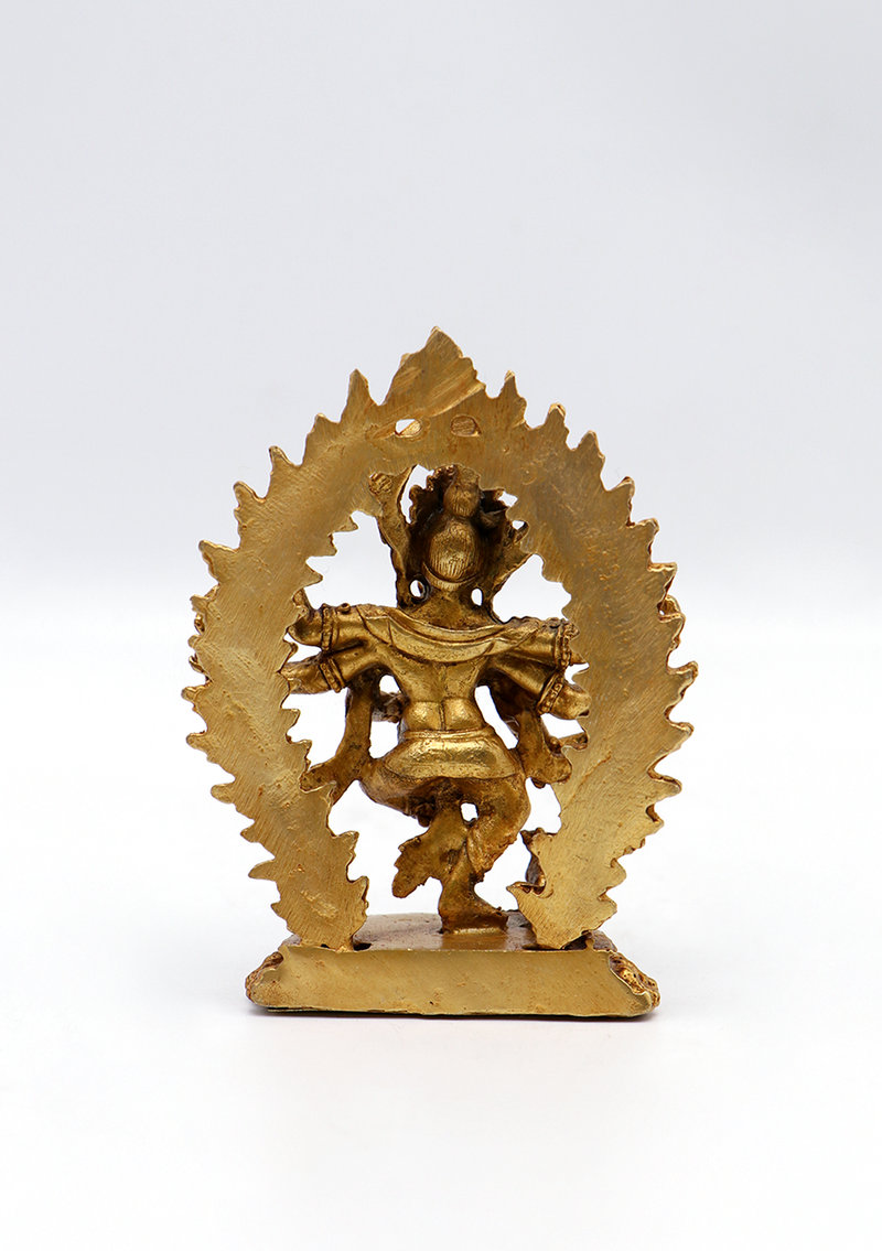 Gold Electroplated Dancing Ganesha Statue 3.5"H