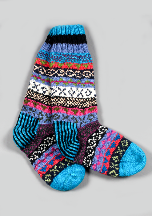 Handmade Woolen Knee High Socks Handknitted Nepal