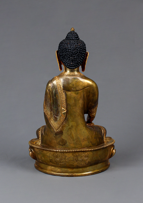 Shakyamuni Buddha Partly Gold Plated Statue 8"H