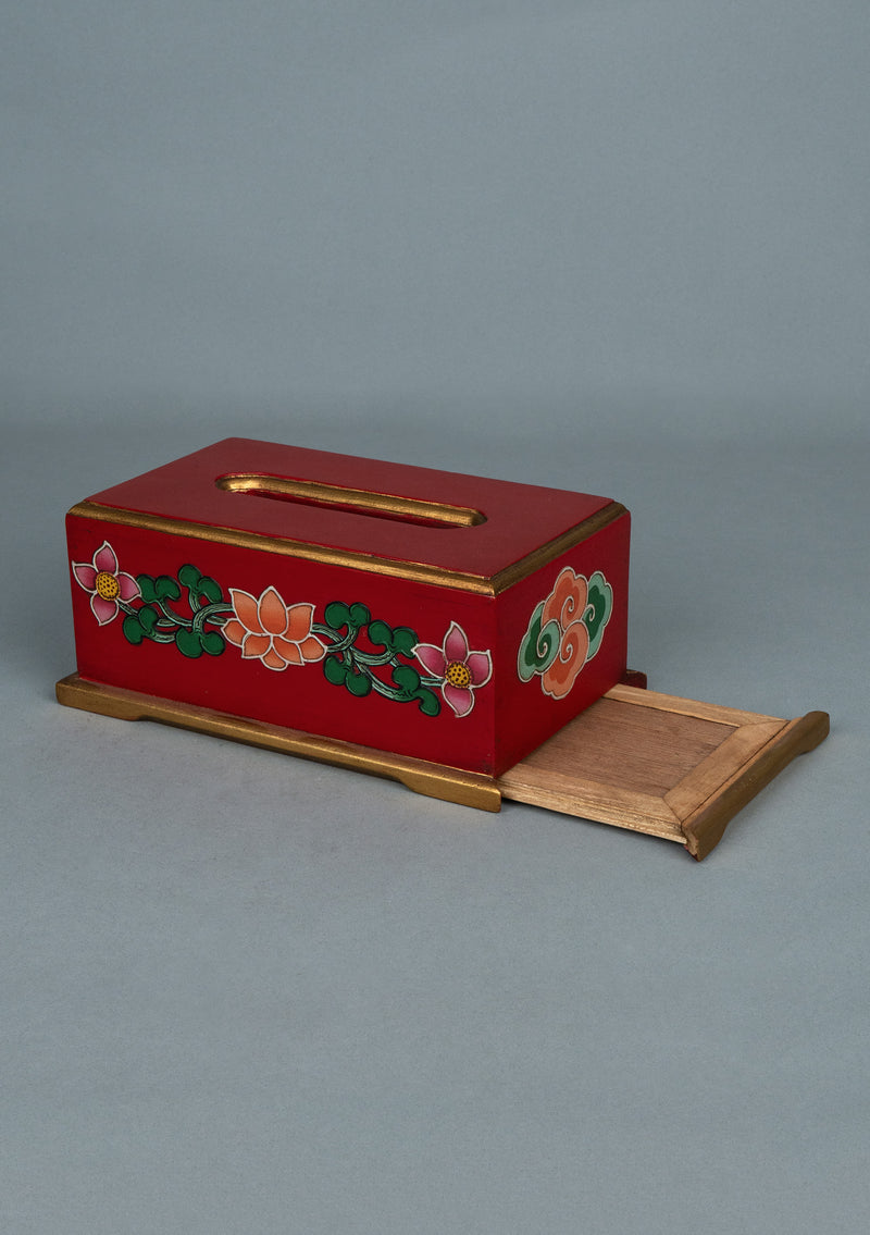 Handpainted Floral Wooden Tissue Box