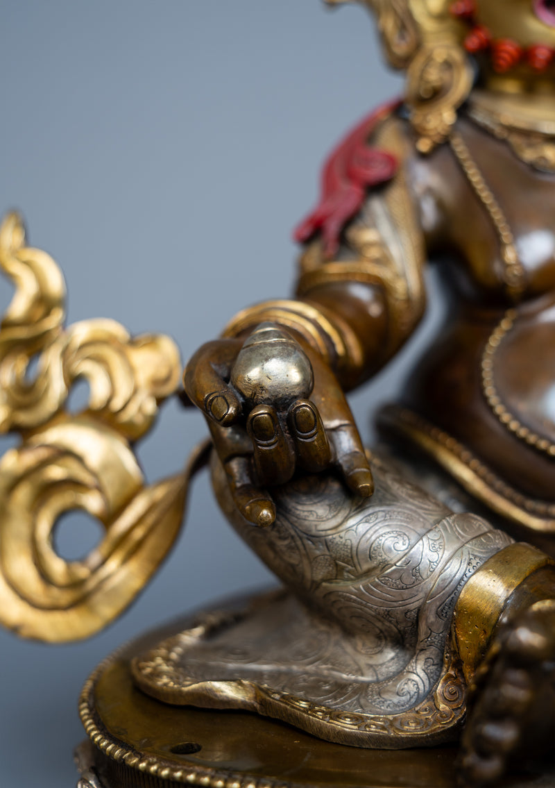 Partly Gold Plated Dzambhala Statue 16"H