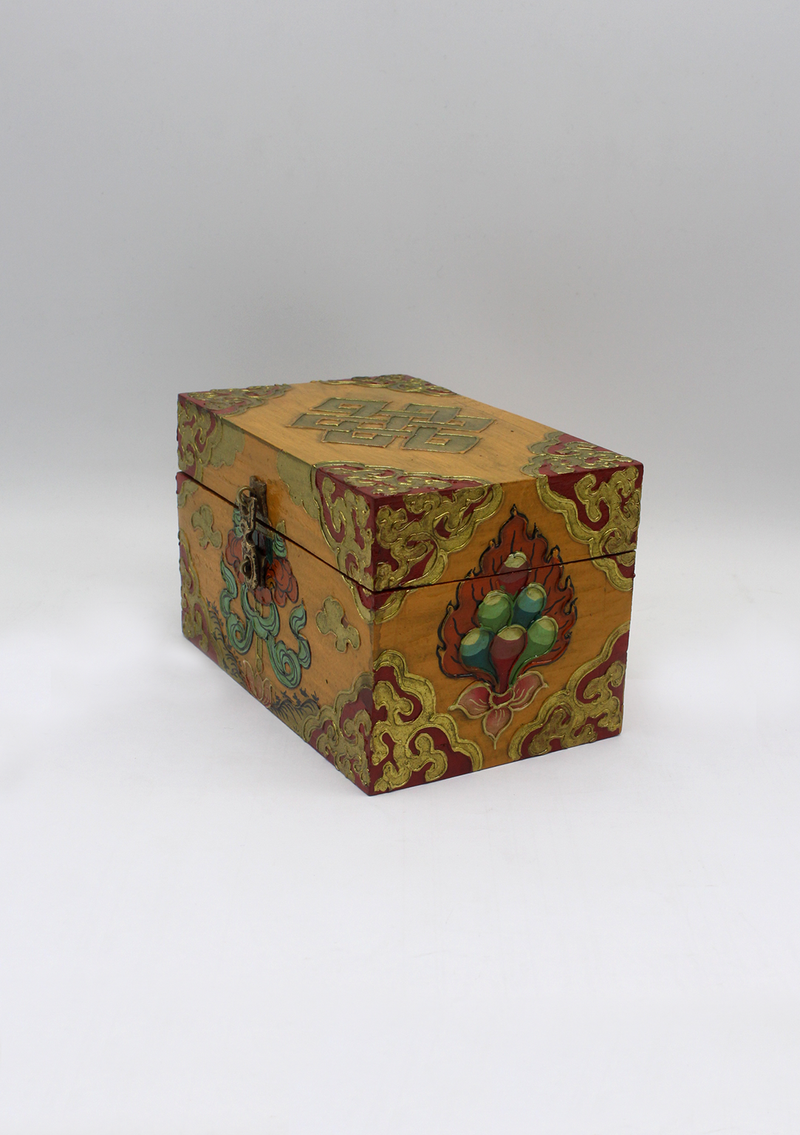 Handpainted Tibetan Wooden Boxes with Endless Knot - Medium