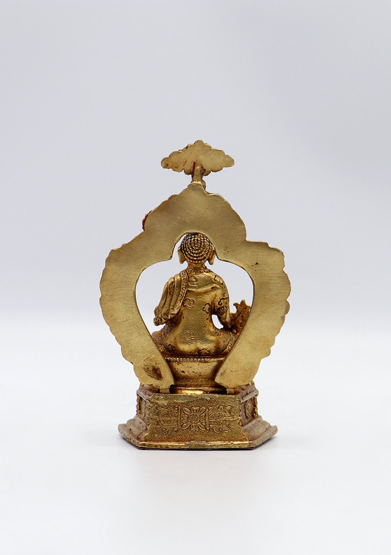 Copper Gold Electroplated Medicine Buddha Statue 3.5"H