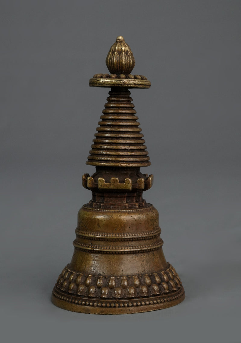 Brass Tibetan Chorten Stupa 4.25"H