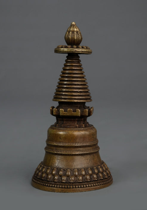 Brass Tibetan Chorten Stupa 4.25"H
