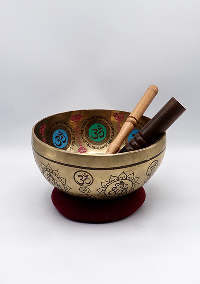 Lord Ganesh Painted Singing Bowl 8"