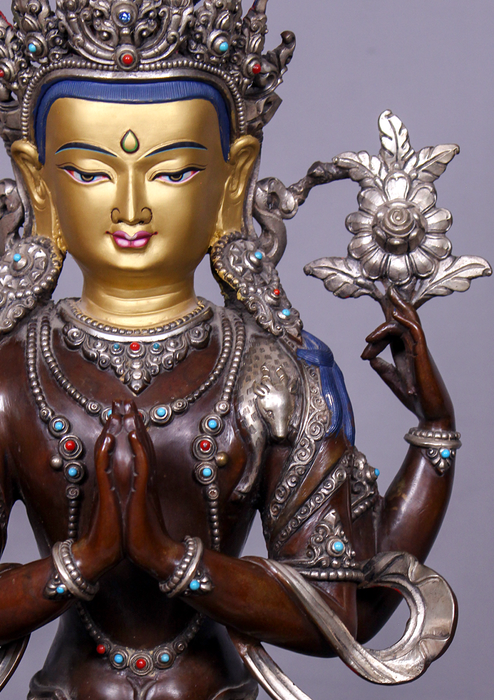 Masterarts Partly Gold Plated Chenrezig Statue 16" H