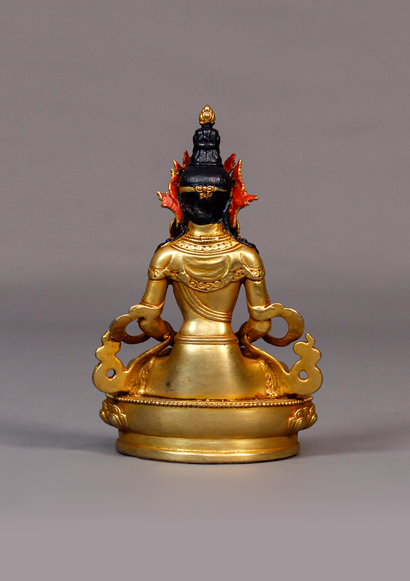 Fully Gold Plated Aparmita Statue 4.5"H