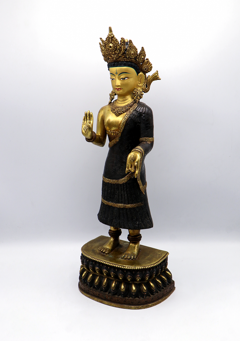 Dipankar Buddha 24 K Gold Copper Statue 19"H